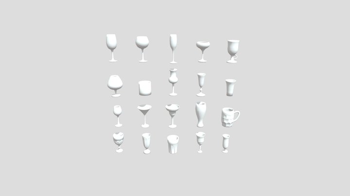 3D Glass Models Pack – Clean Topology, Free