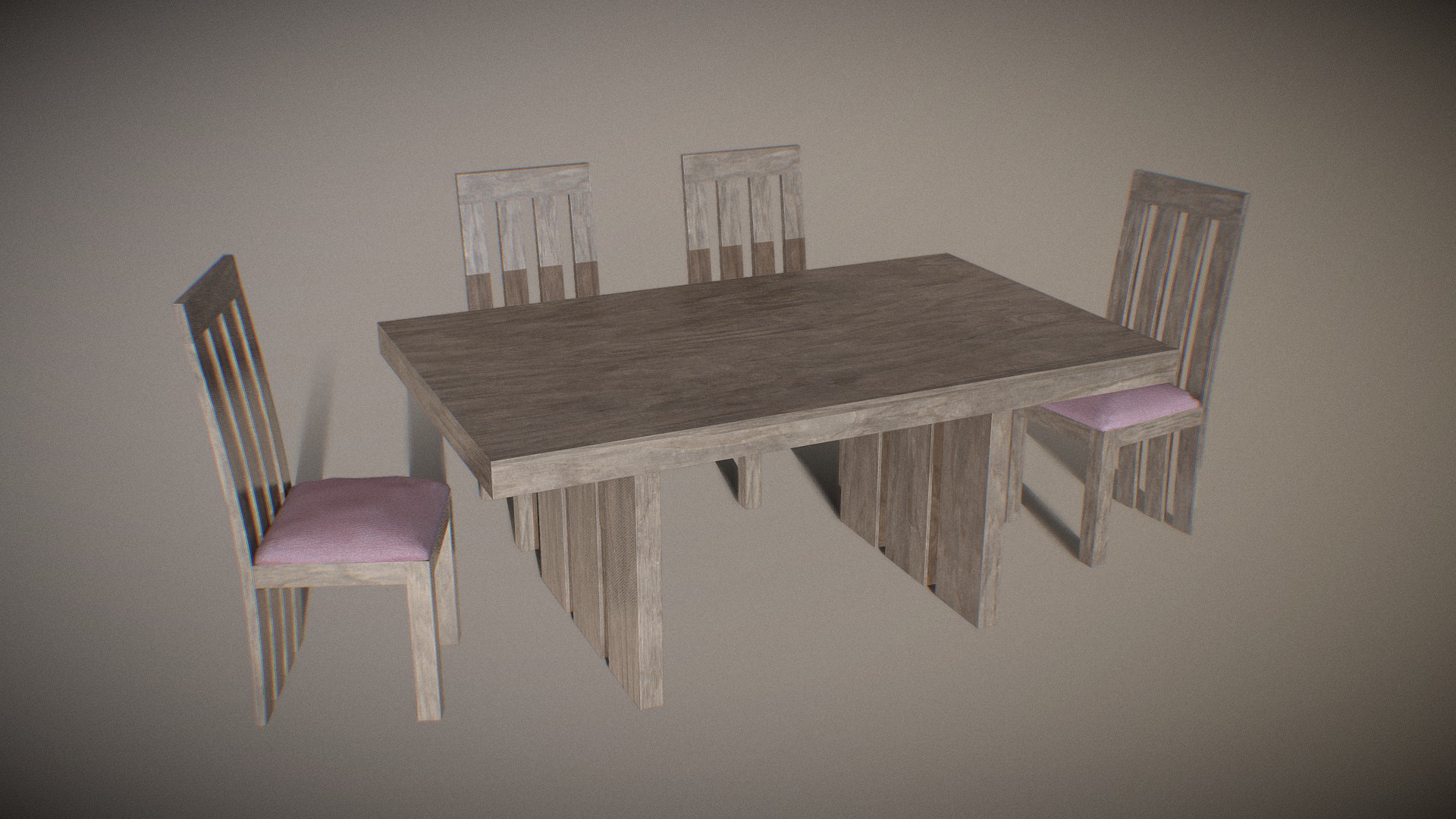 3D model Dining Set wooden 04 - This is a 3D model of the Dining Set wooden 04. The 3D model is about a table with chairs around it.