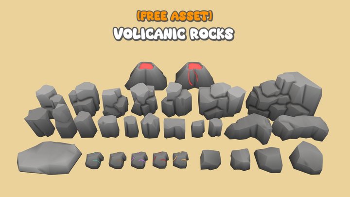 [FREE] Lowpoly Volcanic Rocks [Asset Pack] 3D Model