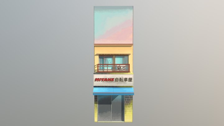 Miyake Bicycle Shop Storefront 3D Model