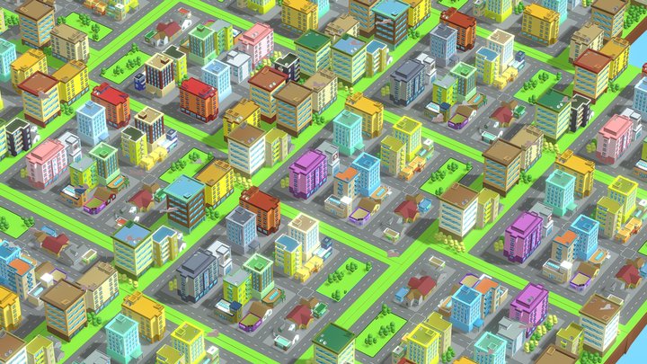 Toon City | Low Poly City | GameReady Asset 3D Model