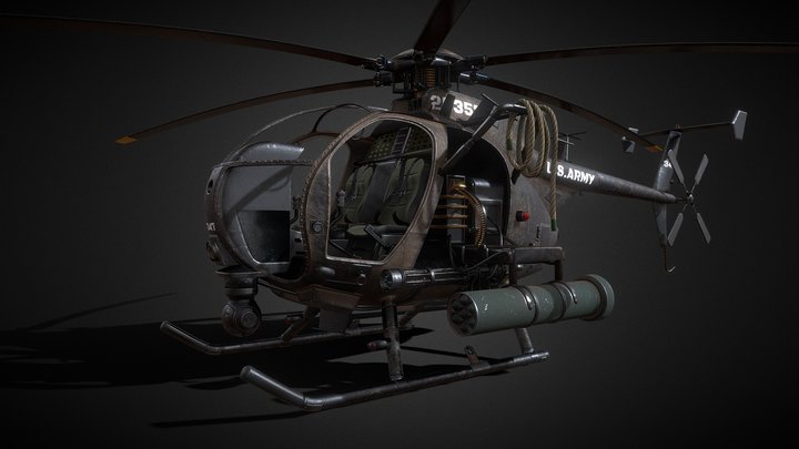 Attack Military Helicopter (MH6 Little Bird) 3D Model