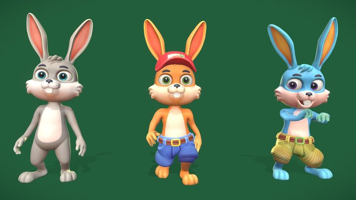 Bunny Pack - Animated Modular Character 3D Model