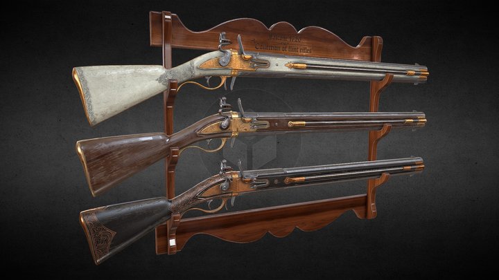 "Trio" -  collection of double-barreled rifles 3D Model