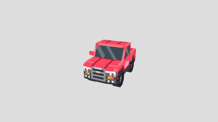 Low-Poly Pixelart Truck 3D Model
