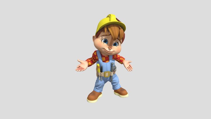 Alvin And The Chipmunk in Bob The Builder Outfit 3D Model