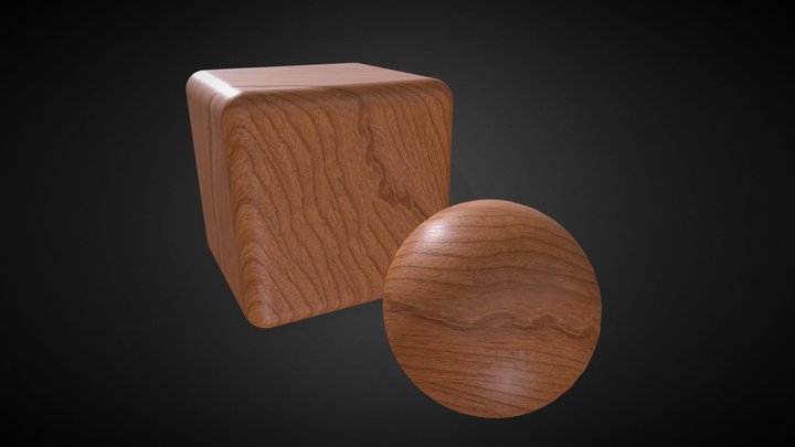 cube and sphere wood alder 3D Model