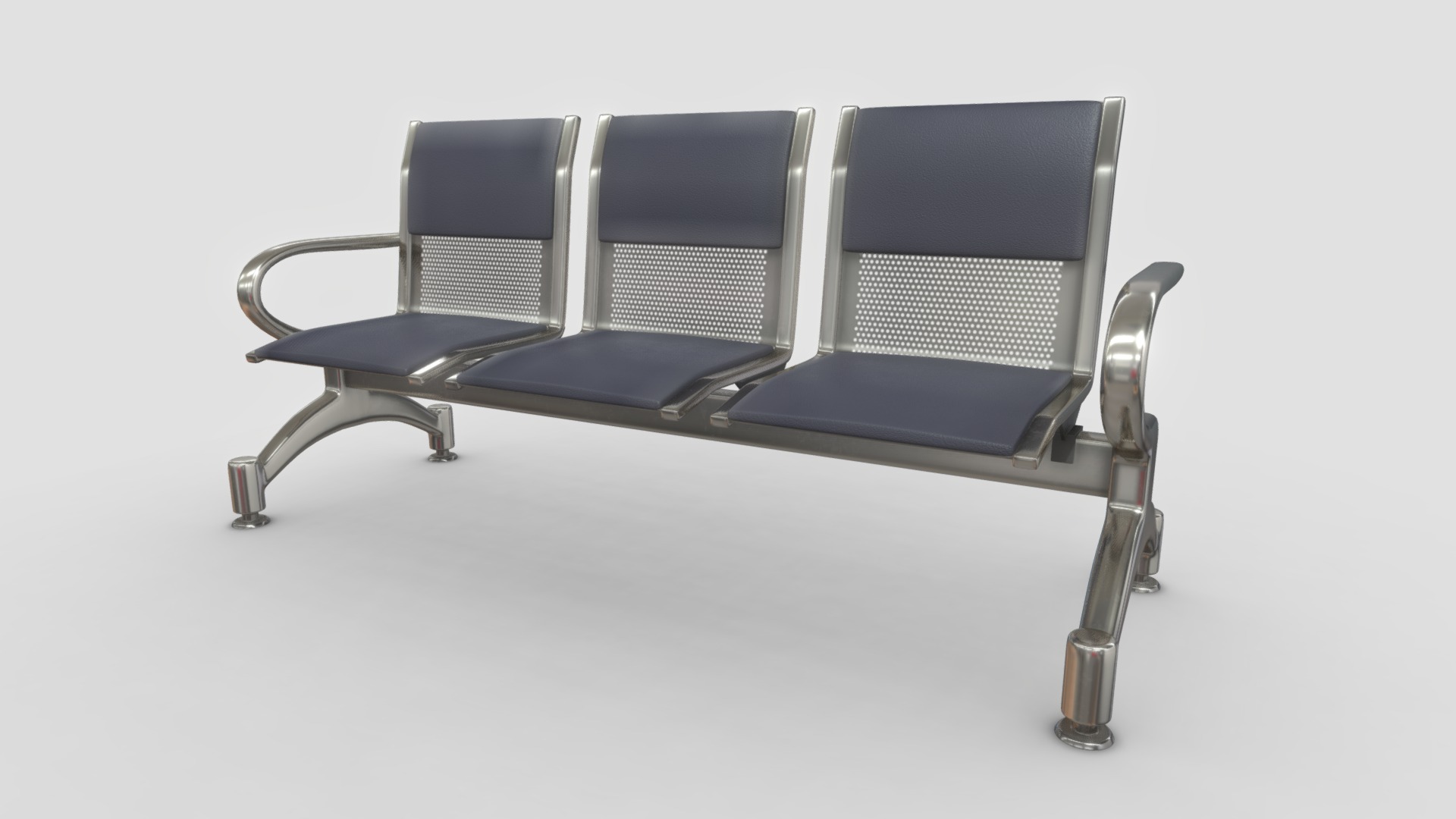 3D model Waiting bench chair - This is a 3D model of the Waiting bench chair. The 3D model is about a couple of black chairs.