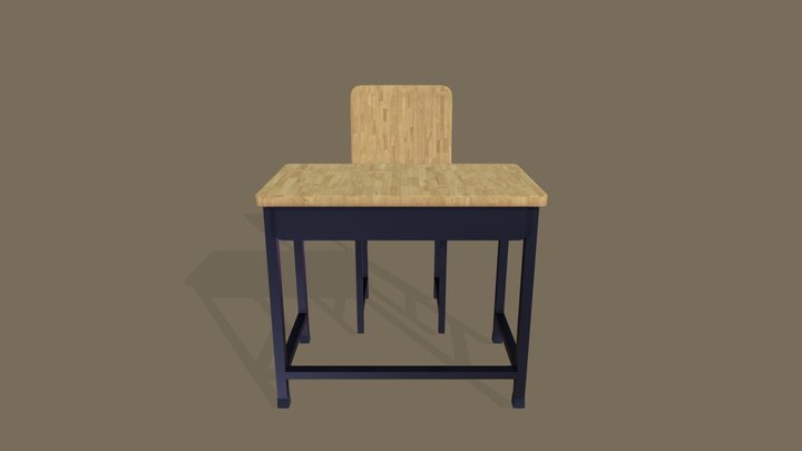 Lowpoly School Desk 3D Model