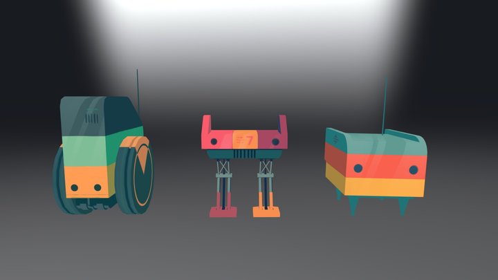 Dancing robot troupe 3D Model