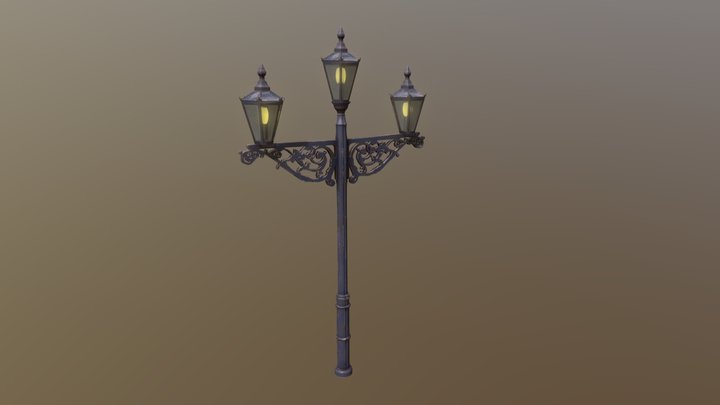 Victorian three lucern street lamp 3D Model