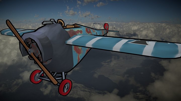 Fokker E3 Late - Flying Circus 3D Model