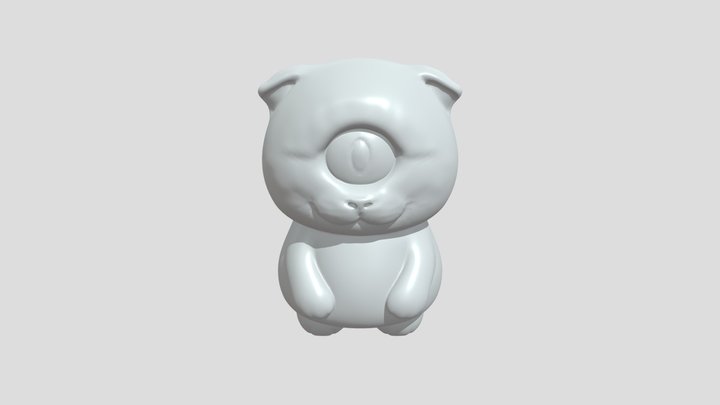 Cute one-eyed cat figurine 3D Model