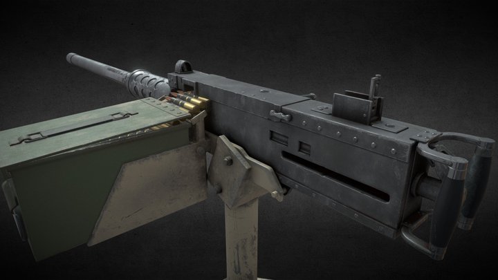 M2 Browning .50 Cal Machine Gun 3D Model