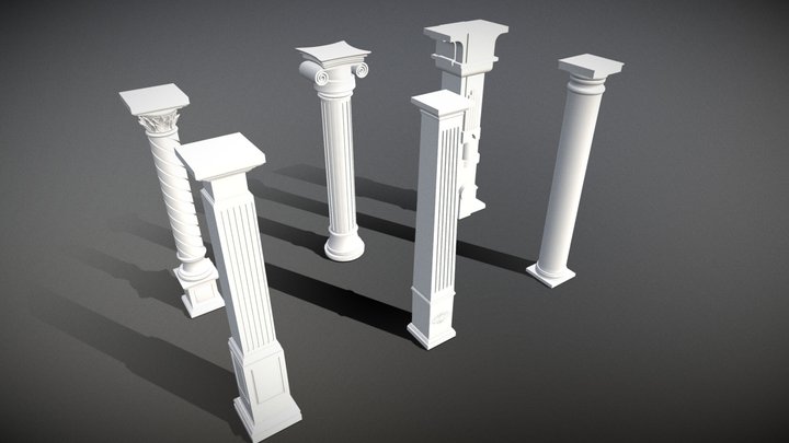 3D Columns Collection of 6 models 3D Model