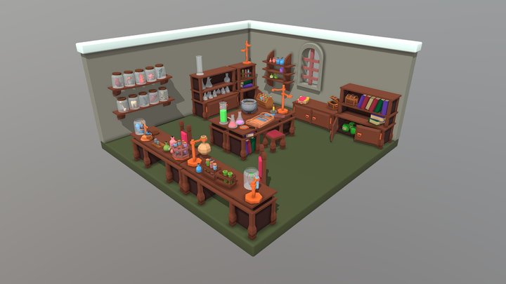 3D Alchemy Lowpoly Pack - Room 3 Demo 3D Model
