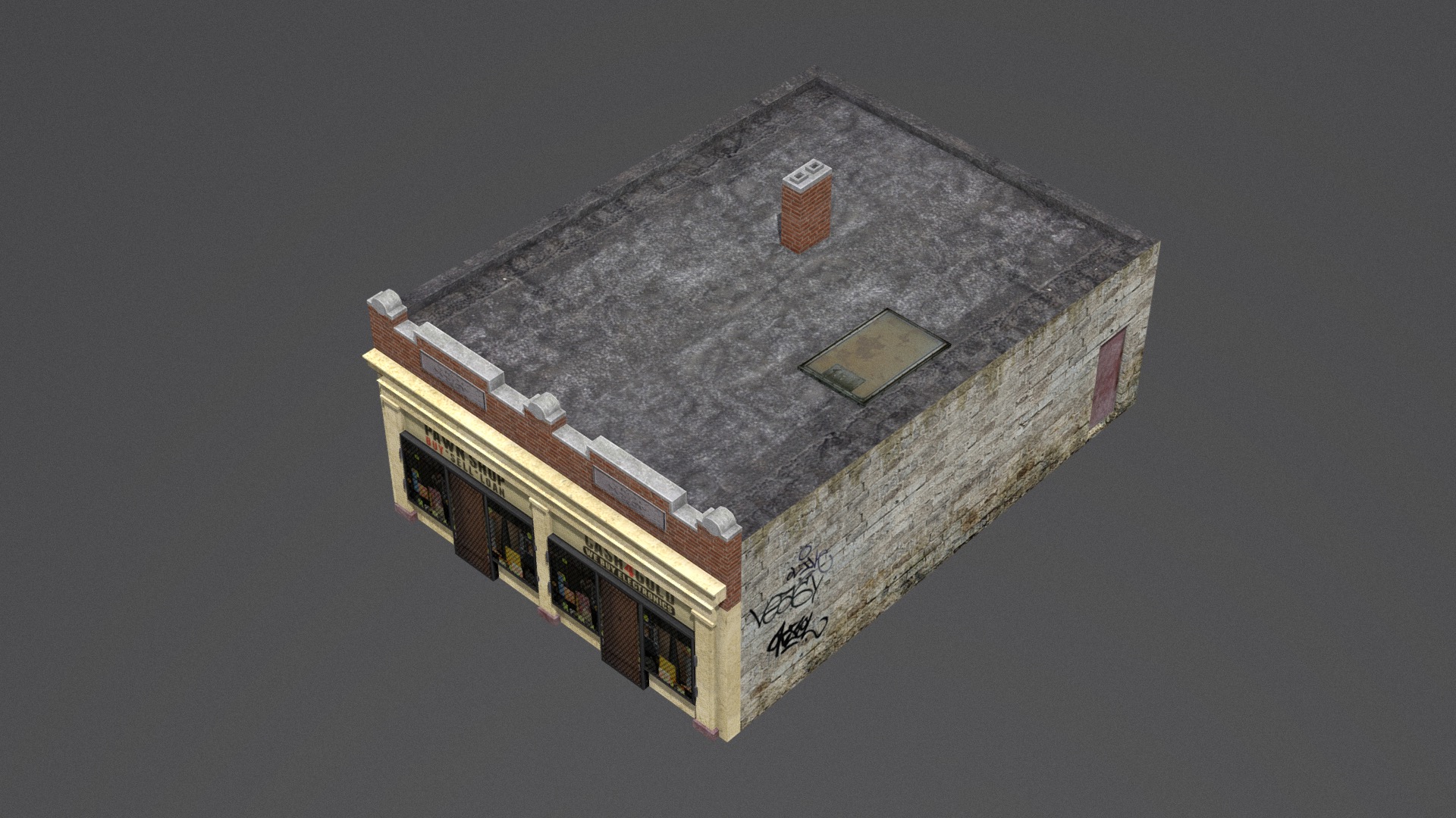 3D model Pawn Shop - This is a 3D model of the Pawn Shop. The 3D model is about a small house with a small tower.
