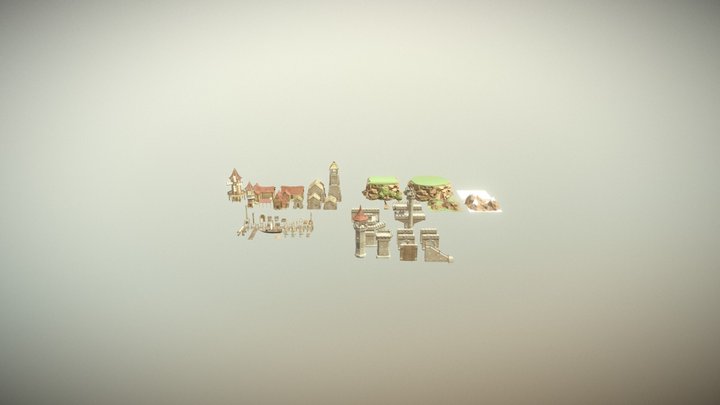 Low Poly Modular Castle Asset Pack - Asset List 3D Model