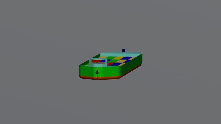 Barcaza Motor Al Frente Y Atras 3D Model
