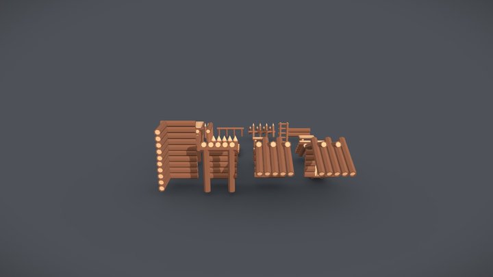 SURVIVAL build set : Wood log structures 3D Model
