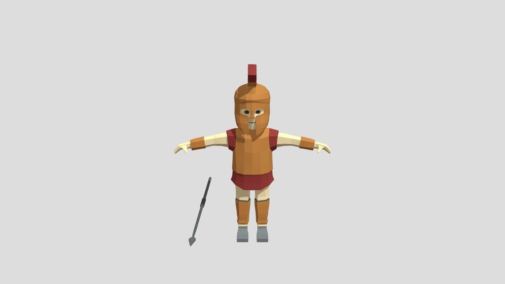 Low Poly Spartan Warrior Rigged