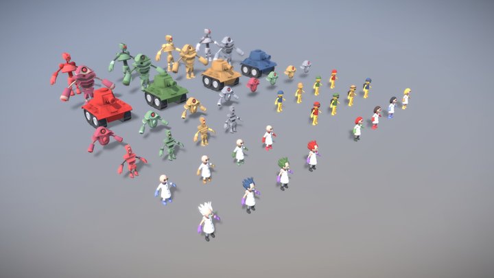 LOW POLY CHARACTERS - High Tech Military Pack 3D Model