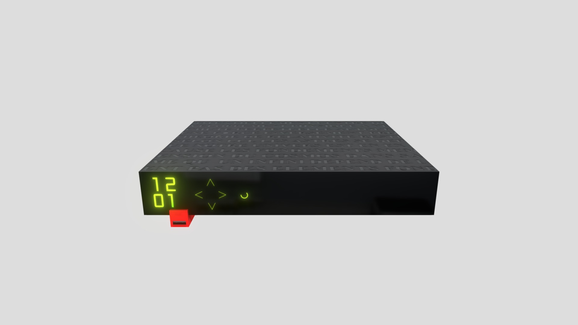 3D model Freebox Revolution - This is a 3D model of the Freebox Revolution. The 3D model is about a black rectangular object with green lights.