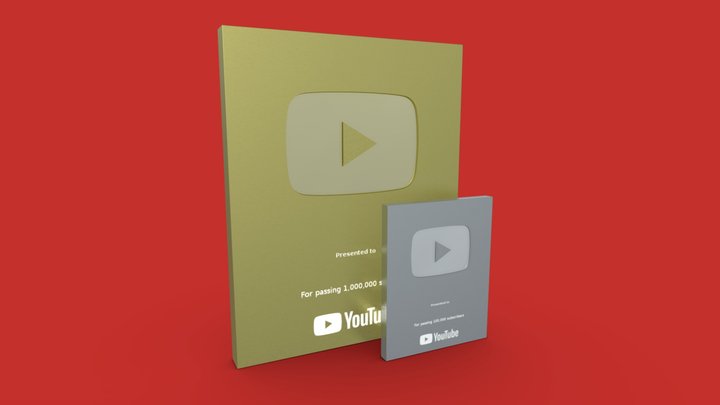 YouTube Play Buttons 3D Model