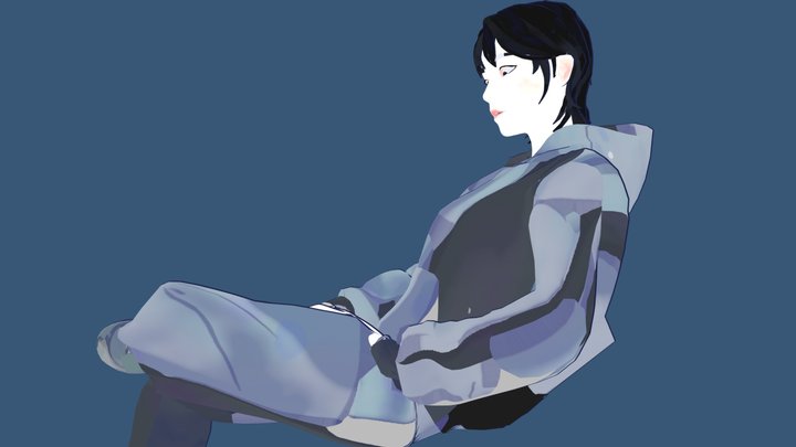 Cool girl sitting pose 3D Model