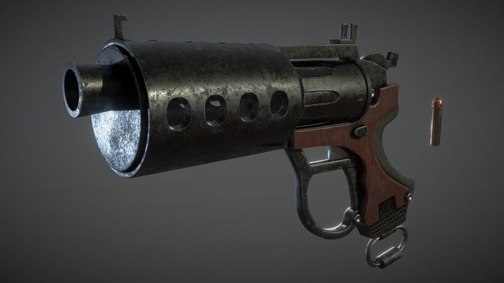 Stylized Revolver 3D Model