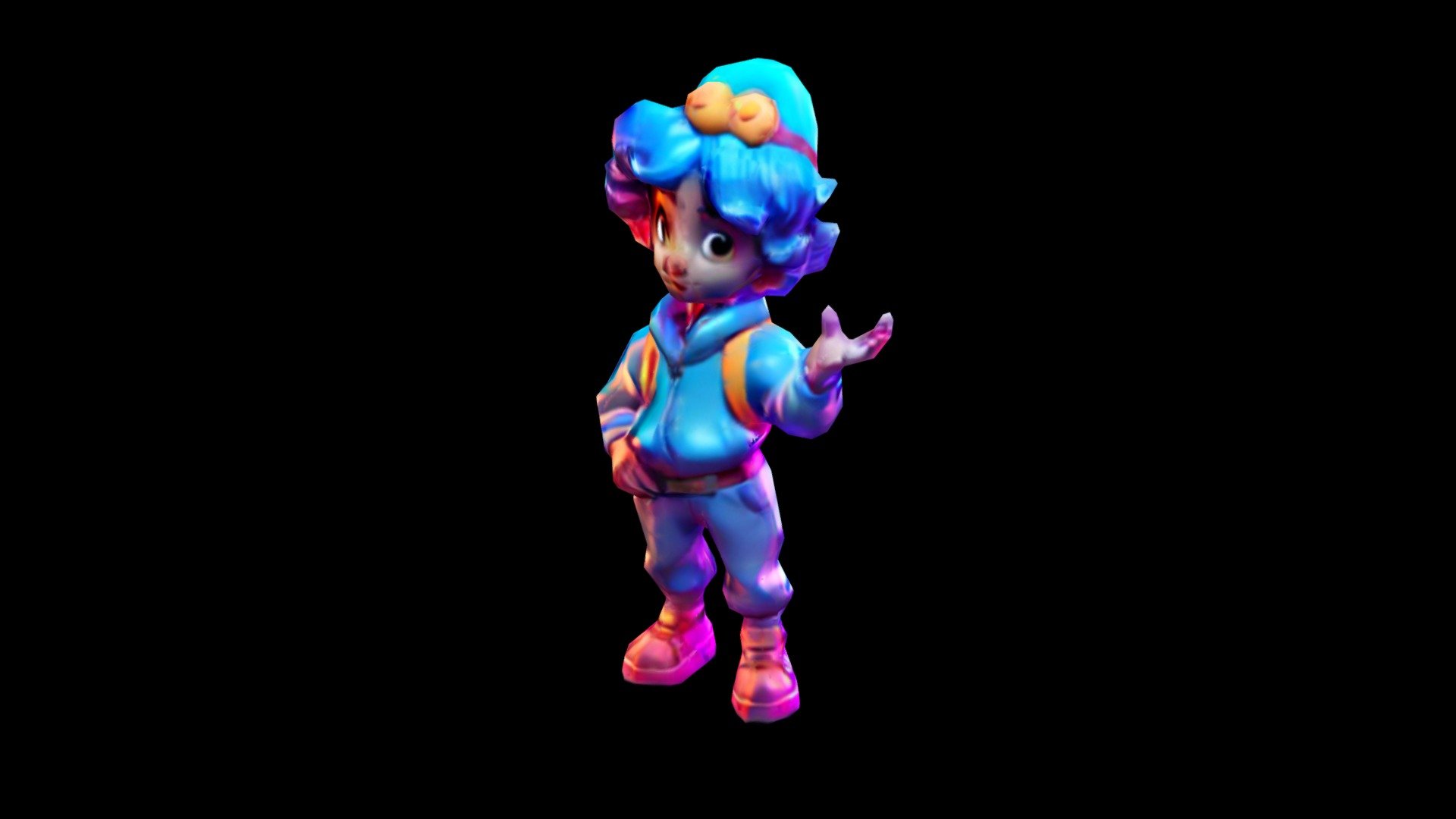 a cartoon character with blue hair and a back - Download Free 3D model ...