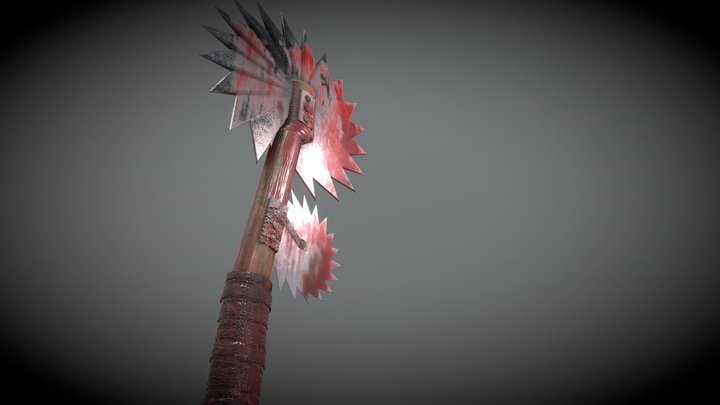 Post Apocalyptic Axe With Blood 3D Model