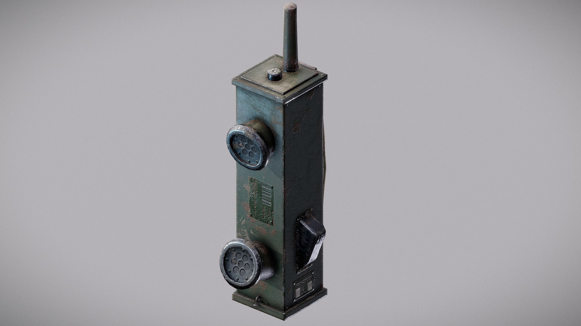 3D model Military Radio - This is a 3D model of the Military Radio. The 3D model is about a black and silver electrical device.