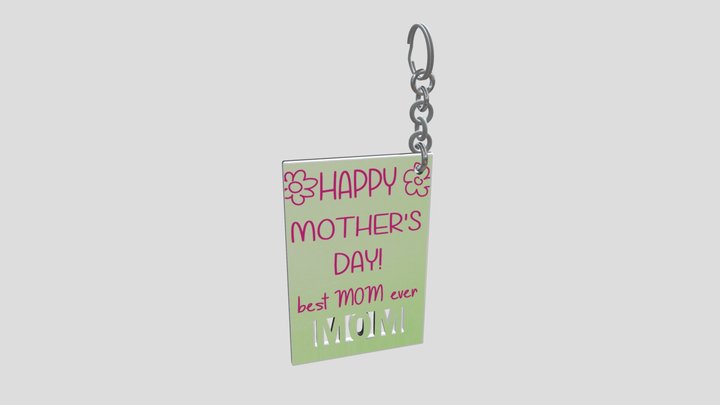Mother’s Day Keychain Double-Sided 3D Model