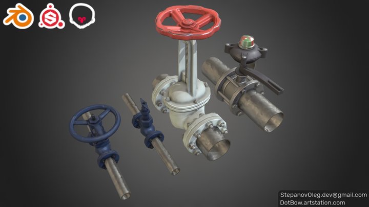 Industrial Armatures Set 3D Model