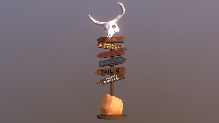 Wild West Sign 3D Model
