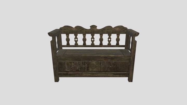 Old wooden bench 3D Model