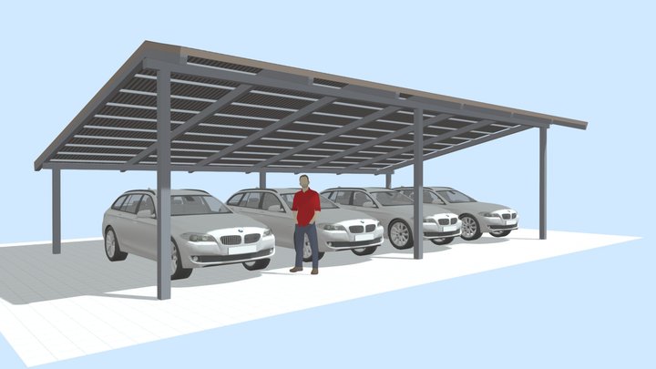 Навес для автомобилей из профнастила 3D Model