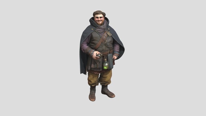 A fantasy medieval merchant character 3D Model