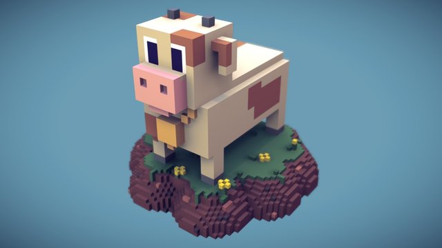 Voxel Cow Game Character 3D Model