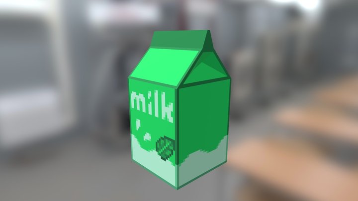 Retro Cartoon Mint Milk Carton 3D Model