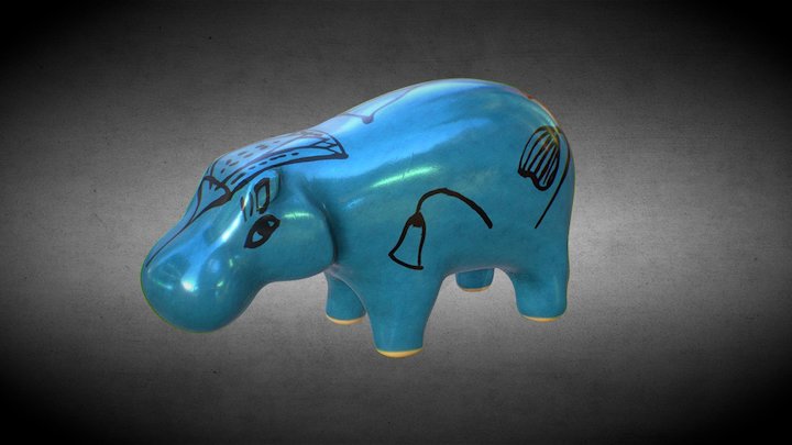 Standing hippopotamus 3D Model