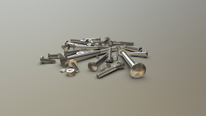 A Pile Of Screws 3D Model
