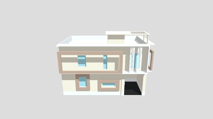 3D house elevation corner house  1100 sqft. 3D Model