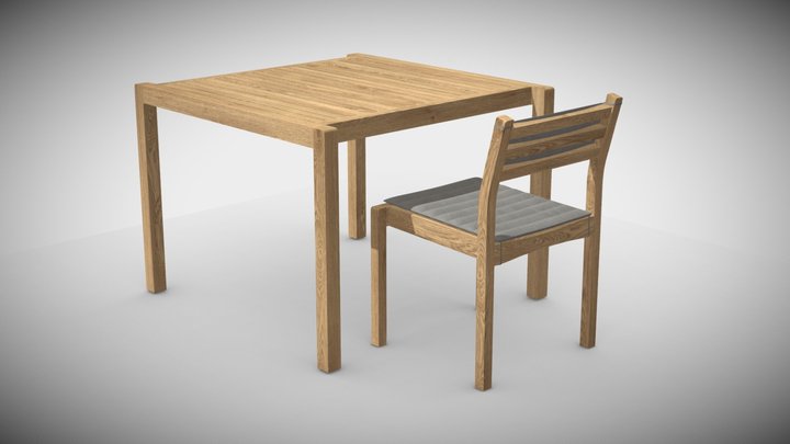 AH902 and AH501 Dining Set by Carl Hansen 3D Model