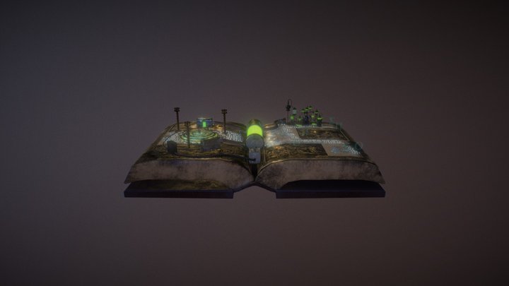 Magic book with trident 3D Model