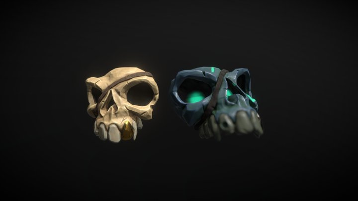 Sea of Thieves Style Skulls 3D Model