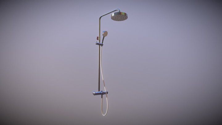 Wall and Hand Shower Low Poly Game Ready 3D Model