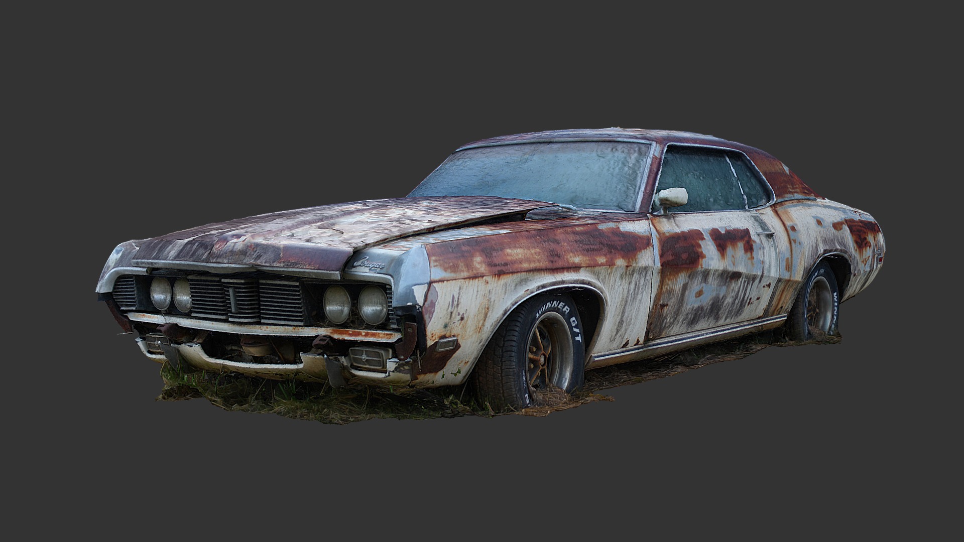 3D model Misfortunate Muscle Car (Raw Scan) - This is a 3D model of the Misfortunate Muscle Car (Raw Scan). The 3D model is about a red car with a dent in the front.