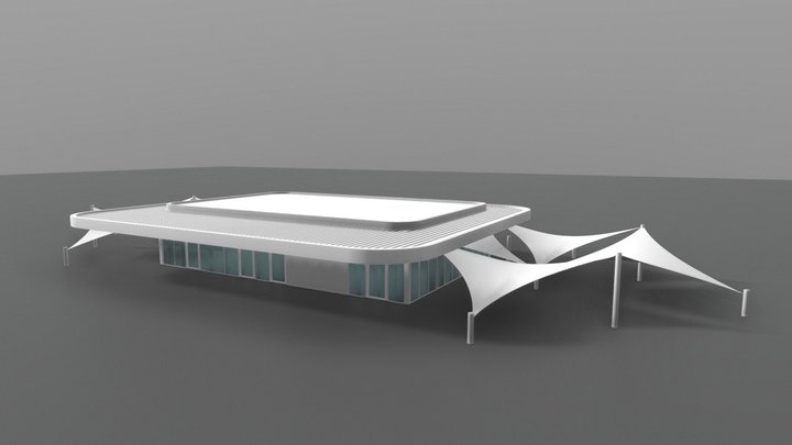 Будівля з тентовим навісос 2 3D Model